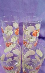 4 Libbey Royal Norfolk Crisa Pumpkins Fall Harvest Hball/Tumbler Glasses 16 Oz