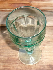 Libbey Gibraltar Spanish Green Footed Heavy Large Glass / Goblet 6-3/4″ OF11