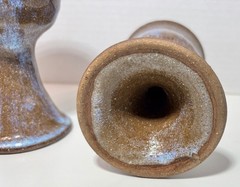 Studio Art Pottery Handmade Stoneware Wine Glass Goblet Blue Speckled set of 2