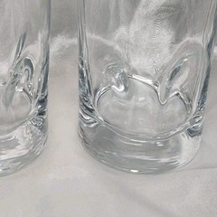 🥛Set 2 Pinch Dent Thumbprint Tumbler Heavy Thick Bottom Clear Glasses Barware