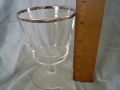 vintage 1960s set of 6 glass cocktail cups with silver trimming