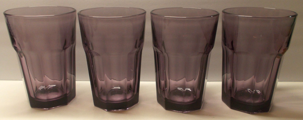 4 Vintage Libbey Duratuff Gibralter Violet Tumblers Glasses