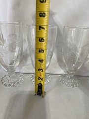Imperial Candlewick Floral Cut Bubble Footed Clear Glass Set Of 5