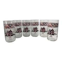 6 MCM Libbey Home Sweet Home Tumblers Country Farm House Glasses NO Cracks Chips