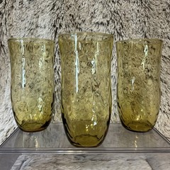 11 Vtg 1970’s Federal Glassware Terrace Sun Gold Glasses Tumblers MCM 34oz NIB