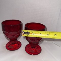 Vintage Viking Glass Ruby Red Goblets Set of 2 Hand Made USA Mid Century
