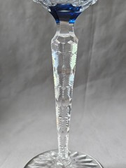 Antique Bohemian Cobalt Blue Glass w/ Zipper Cut Stem 7.5 Inches NM