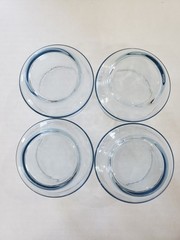 4 VTG Stacking Libbey Azure Blue 10oz Rocks Lowball Water Juice Whiskey Glasses