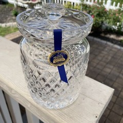 NEVER USED Tipperary Irish Crystal Kingston Biscuit Jar w/ Lid, 7×5 and orig box