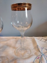 Diana Gold Florence Bohemia Crystal Gold Rim Drinking Wine Glasses Bar Ware 4
