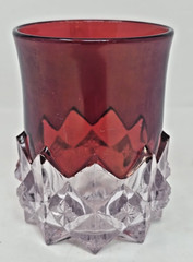 Victorian ruby stained 4″ Tall Ohara Diamond tumbler EAPG U174