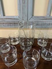 Vintage Princess House ~ Cocktail Martini Set #407 Mixer 6 Glasses & Stirrer