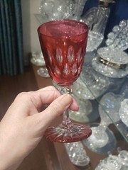 Wine Glass, American Brilliant Period Cranberry Red Cut to clear Crystal Webb?