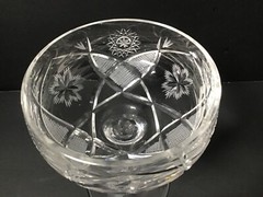 Crystal Etched with Stars & Fans Sherbet/Champagne Glasses Set of 3
