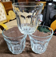Vintage Pasabahce PALAKS Set of 3 Juice 10 Panel Glass Turkey 3.5 inch tall