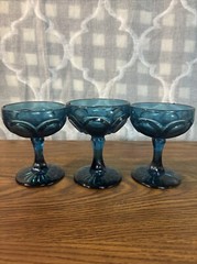 Vtg Noritake Perspective Electric Blue 3 Sherbet Ice Cream Dessert Dishes Goblet