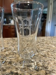 Etched “B” Monogrammed Glass Vtg Cocktail Glasses Set of 3 Last Chance Donating
