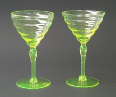 2 Mandalay Dine Vaseline Uranium Utility Glass Works Liquor Cocktail 5 1/4″Tall