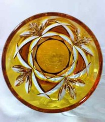 FABERGE NA ZDOROVYE AMBER CUT CRYSTAL VODKA SHOTS 1pc, factory marked signed