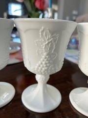 Vintage Indiana Glass Old Colony Harvest Milk Glass Goblet Set of 3