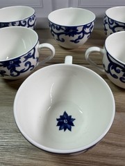 Lauren Ralph Lauren Mandarin Blue Porcelain 6 Tea Cups & 2 Coffee Mugs