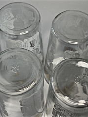 Vintage Glass Tumblers Set Of 4 Gold/White Anchor Hocking 8 Oz MCM
