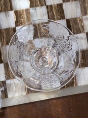 2 Vintage MORGANTOWN CRYSTAL Etched Floral WINE GLASSES BARWARE OPTIC SWIRL