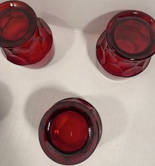 Fenton Georgian Ruby Red Water Tumblers Honeycomb Flat 4″ Glasses Vintage 2 Pc