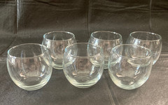 Vintage Set of 6 Clear Glass Footed Brandy Cognac Whiskey Tumblers Barware