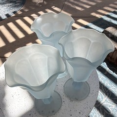 Frosted Blue Satin Glassware Fountainware Sundae Ice Cream Parlor