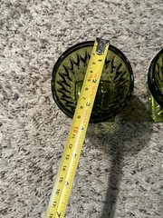 Vintage Indiana Glass Mount Vernon Pattern Avocado Green Goblet Set Of 2 4″ Ht