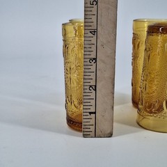 4 Vtg Brockway American Concord Amber Drinking Glasses Tumbler