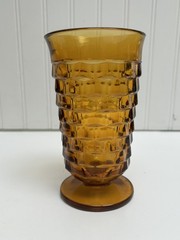 1950s Whitehall Fostoria Amber Cubist Footed Water Goblet Vintage Glass