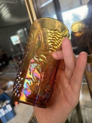 Vintage Marigold Carnival Glass Grape Tumbler Glasses Set Of 4