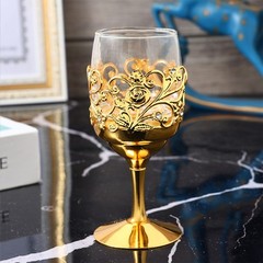 Golden Goblet Wine Glass Champagne Cup Cocktail Glass Royal Embossed Wine Goblet