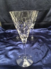 Set Of 3 Cut Crystalware Water/Wine Glasses-Lotus Starburst Design-In XLNT Cond