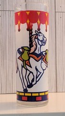 Carousel Tom Collins Drinking Glass Circus Horse Vinatge Barware Cocktail Party