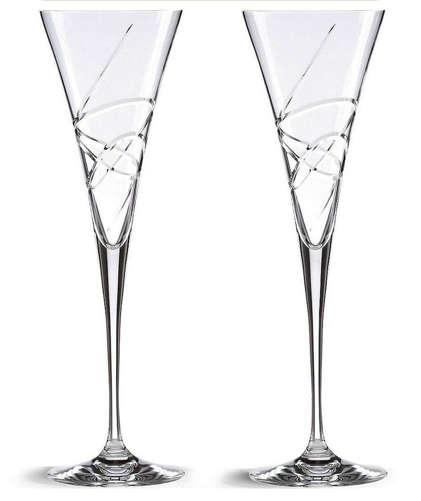 Lenox Crystal Germany Adorn Champagne Toasting Flutes Set of Two New