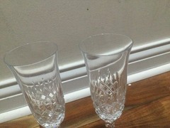 2 Towle King Richard Champagne Flute Glasses 8.75″ Crystal Vintage Toast CHIPS