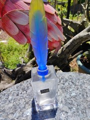 Perfume Bottle Hilton & McConnico Pate De Verre Blue Crystal Feather Daum France