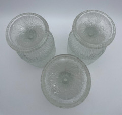 Indiana Glass Crystal Ice Tree Bark Textured Footed Water Goblets S/3 10oz B32