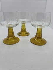 Wine Glass Germany Roemer Amber Etched Wine Glasses Vintage