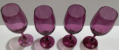 Set of 4 Libbey Premiere Plum Purple Amethyst White Wine Glasses 8″ Vintage