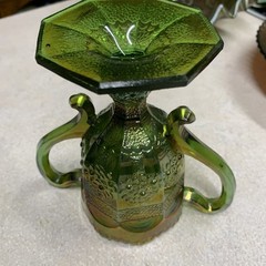 Fenton Orange Tree Green Carnival Glass Loving Cup