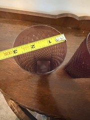 2 Vintage purple Hand blown Amethyst Diamond Detail Glassware 21 Oz See Pics!