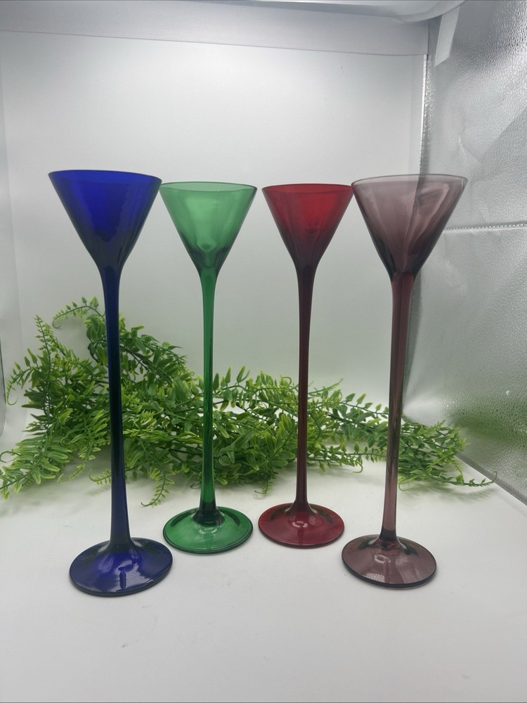 4 Vintage Cordial Glasses Long Stem 10” La Grande Bombay Glasses