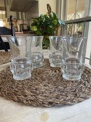 Tiffin-Franciscan King’s Crown 10 oz. Tumblers Heavy Clear Glass Set of 4 Vtg.