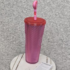 Starbucks Disneyland Pink Studded Tumbler Cup 24oz Heart Straw Mickey Valentines