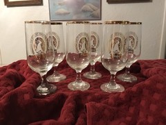 Coors Gold Etched Stem Glasses