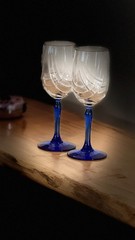 Vintage Lenox «Swag Drape» Cobalt Blue Stem Wine Glasses – Pair of 2